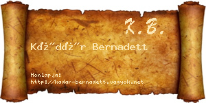 Kádár Bernadett névjegykártya